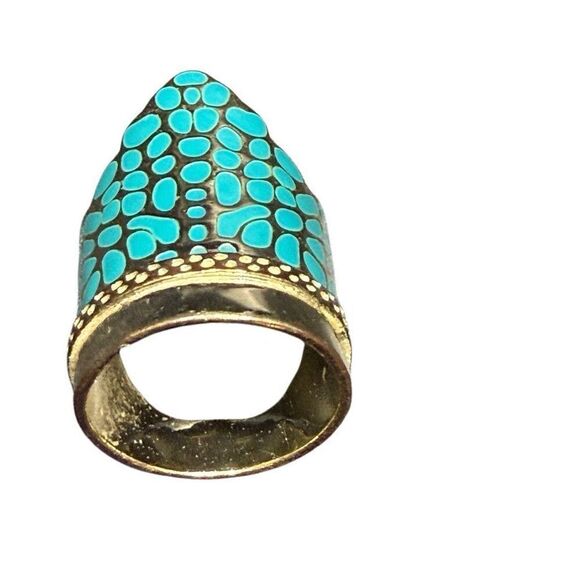 Kendra Scott turquoise and gold ring - size 6 - Picture 1 of 6